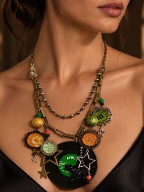 NWT Rocking The Greatest Hits Charm’d  Necklace Primitive Peddler